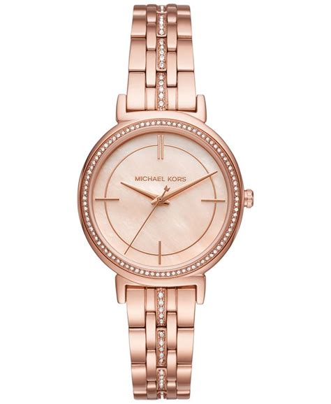 Women's Michael Kors Cinthia Rose Gold Steel Crystallized 